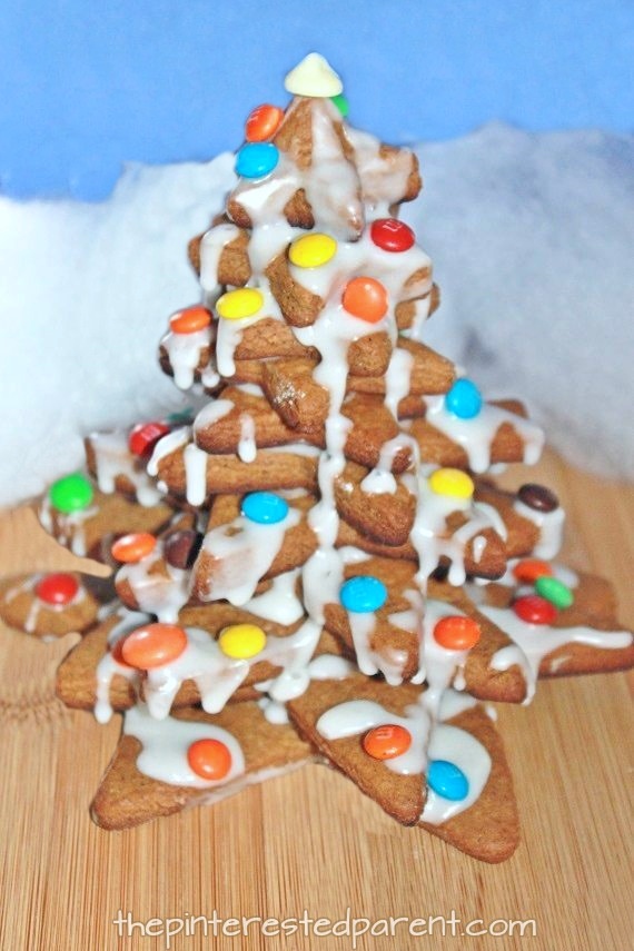 Gingerbread Christmas tree - a great baking and cooking project to do with the kids for the holidays. Preschoolers and food