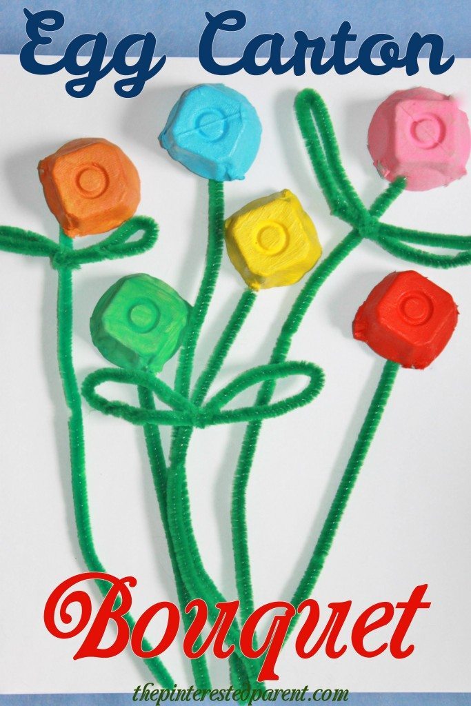 Egg carton flower bouquet. A simple craft for kids, perfect for Valentine's Day or Mother's Day
