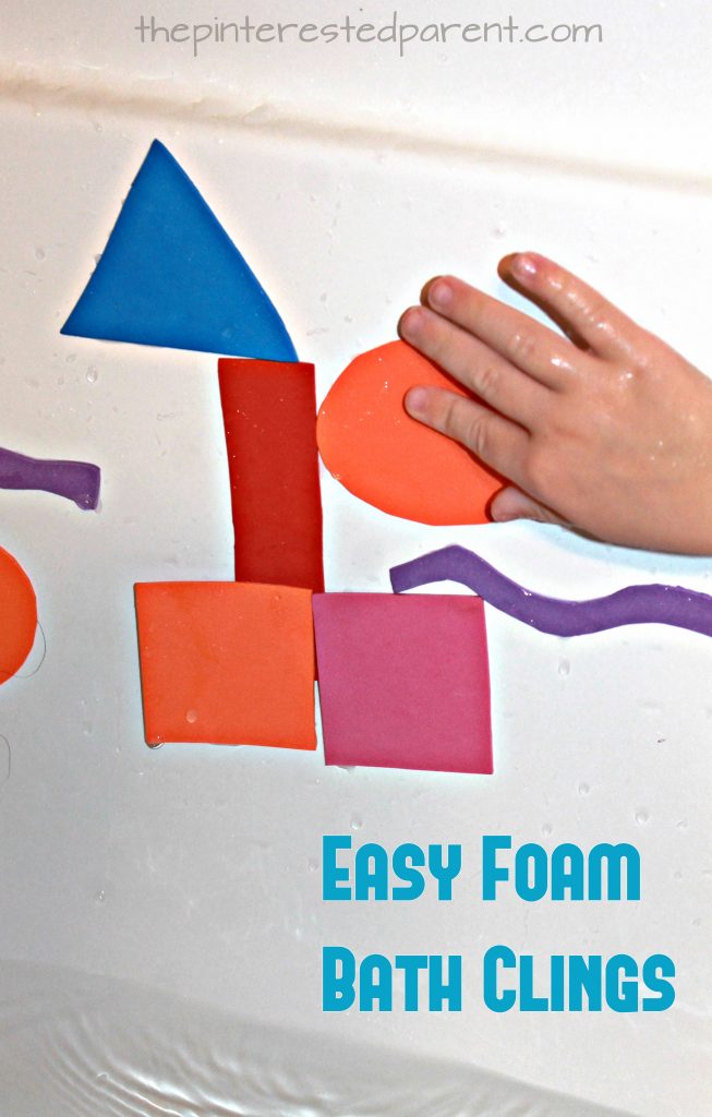 easy to make foam tub clings for kids - did you know that foam clings when it is wet? Great for a creative and fun activity for toddlers and preschoolers during bath time.