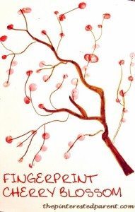 Finger print cherry blossom craft for kids