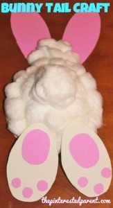 Easter bunny tail craft with paper bowl or plate & cotton balls
