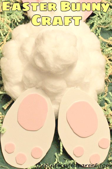 Paper plate or paper bowl cotton tail Easter bunny craft for kids. Arts and crafts 