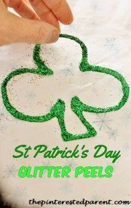 Shamrock Glitter Peels - St. Patrick's Day Kid's crafts