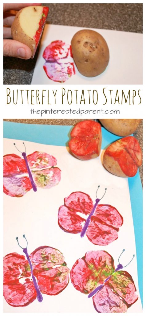 Butterfly Potato Stamp Prints - painting arts & crafts for kids and preschoolers for the spring and summer