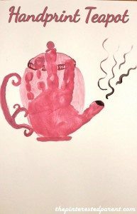 Handprint Teapot - Kid's Crafts. This would be a cute idea for Mother's Day
