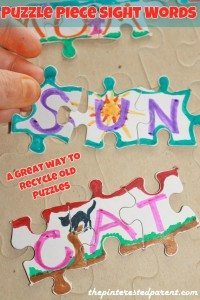Puzzle piece sight words - this would be  agreat way to use recycled puzzles