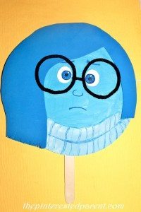 Inside Out Character Paper Plate Mask - Sadness