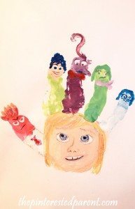 Inside Out Hand Print Characters Craft - Riley with her head full of emotions