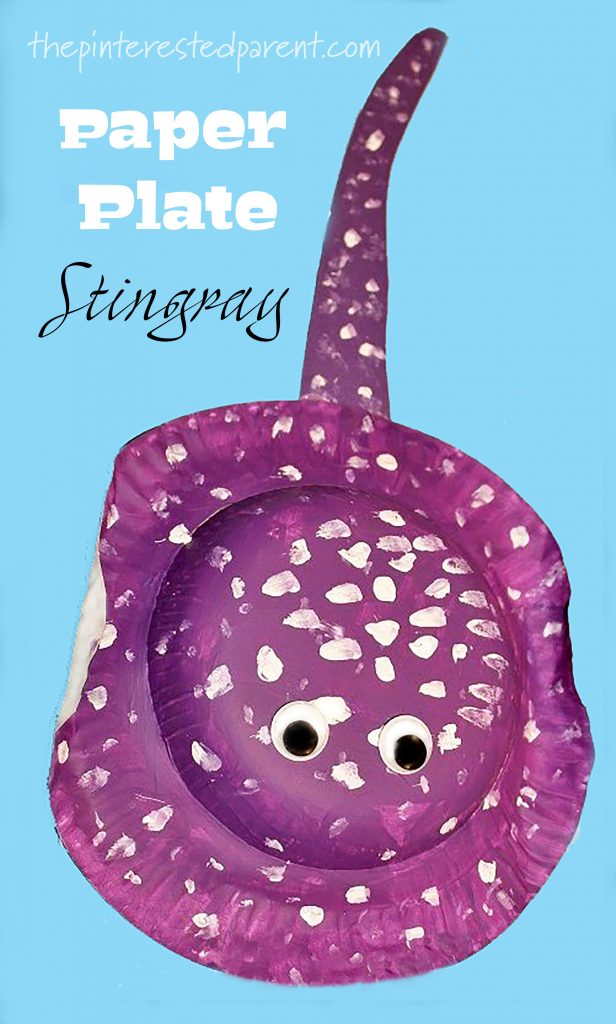 Paper Plate Stingray craft for kids. aN adorable project for summer made with paper plate & bowl