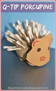 Q-tip porcupine craft