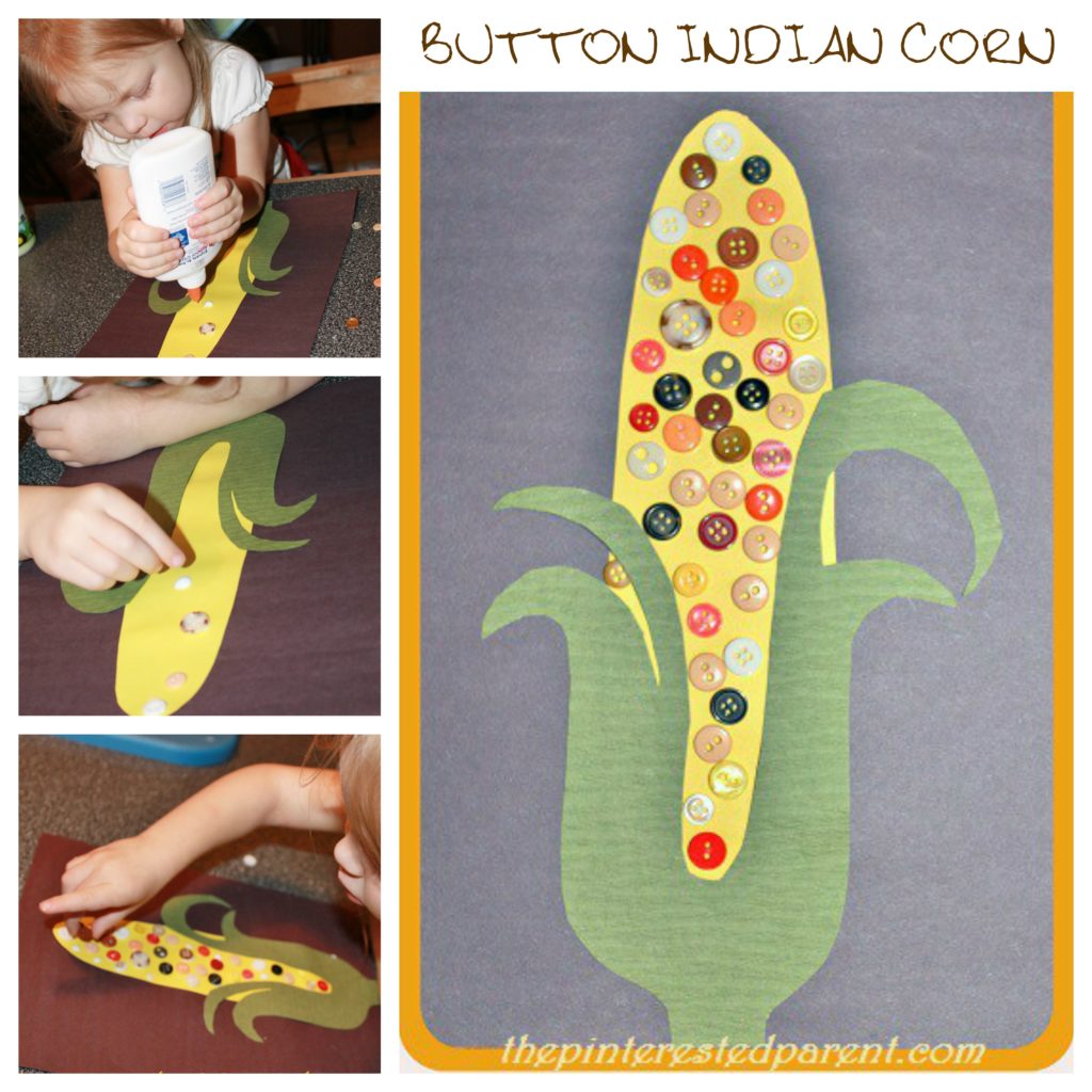 Button Indian Corn Craft - Fall & autumn crafts for kids