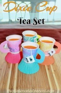Dixie Cup Tea Set - We filled our cups with Jell-o, but these would be great for a tea party themed party. You could fill them with a snack or  drink of your choosing.