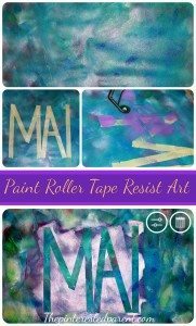 Paint Roller Tape Resist Art - The paint on paint tape resist creates a beautiful marbled look for your letters.