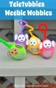 Use old plastci Easter Eggs to make Weeble Wobbles - We made Teletubbies for ours