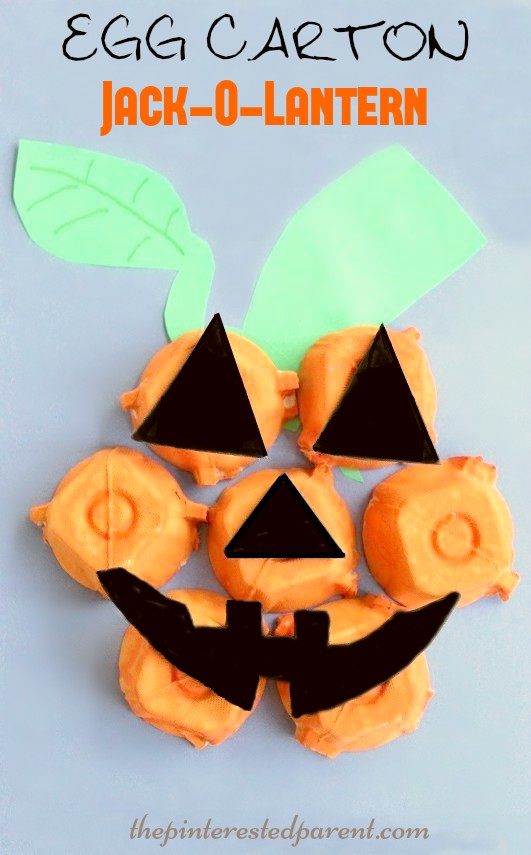 Egg Carton Jack-O-Lantern Craft for kids. Fall autumn & Halloween Crafts & activities.