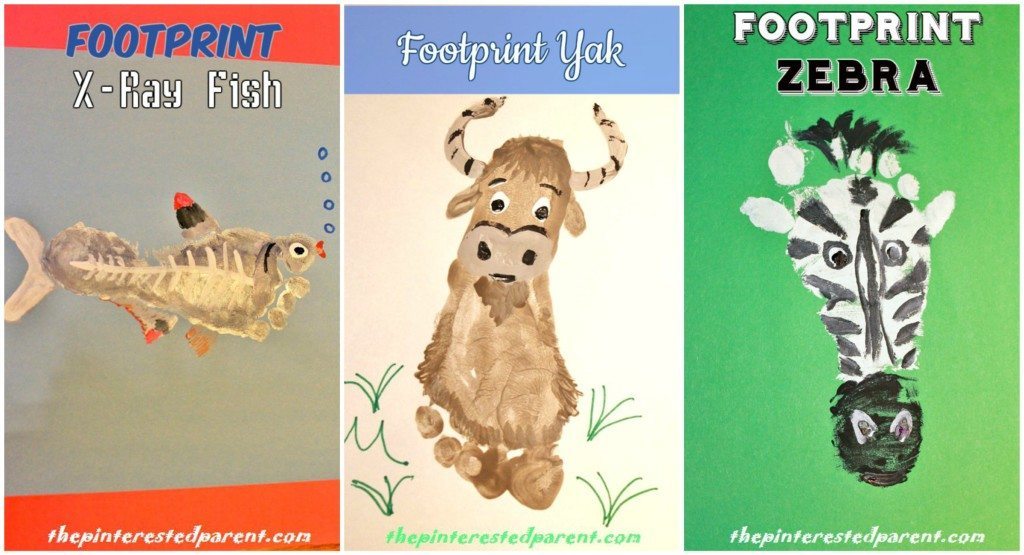Footprint Animals Crafts From A -Z featuring X, Y & Z