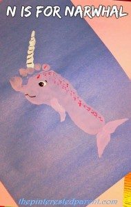 N is for Narwhal footprint craft