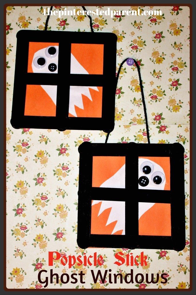 Popsicle stick Ghost Window - Halloween and fall arts & crafts for kids