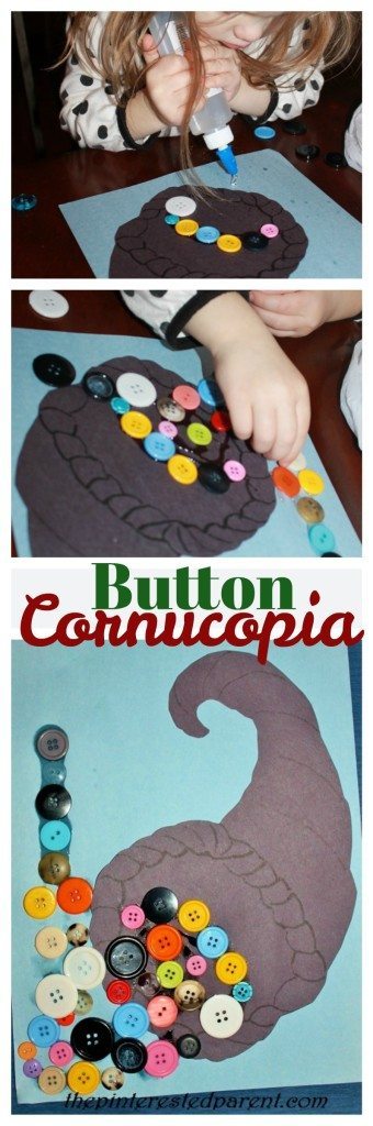 Button Cornucopia Craft - Thanksgiving crafts for kids