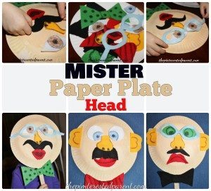 Mister Paper Plate Mask - Mask with interchangeable felt pieces. Fun Crafts for kids.