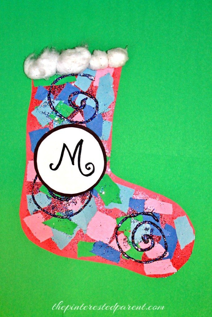 Scrap Paper Christmas Stocking Craft For Kids
