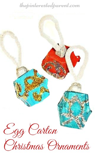Egg Carton Christmas Ornaments - holiday arts and crafts for kids with recyclables.