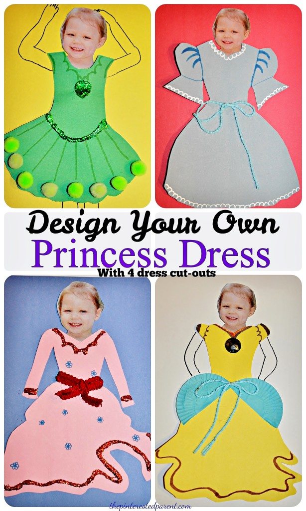 Design Your Own Pricess Dress Activity - With 4 free dress cut-out patterns