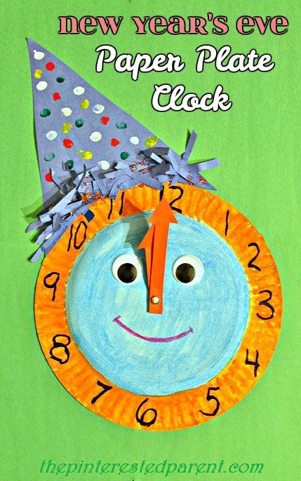 New Year's Eve Paper Plate Celebration Clock - craft for kids