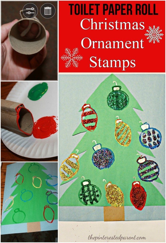 Toilet Paper Roll Christmas Ornament Stamps