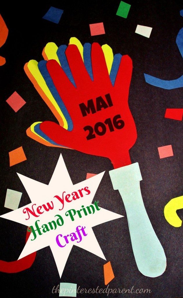 Hand Print Hand Clapper New Years Craft from The Pinterested Parent