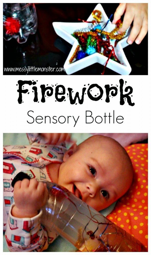 Firework Sensory Bottles by Messy Little Monster