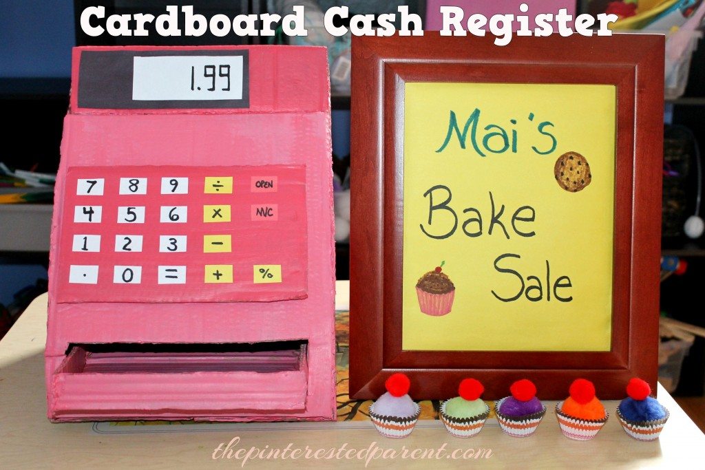 Cardboard Cash Register for pretend play