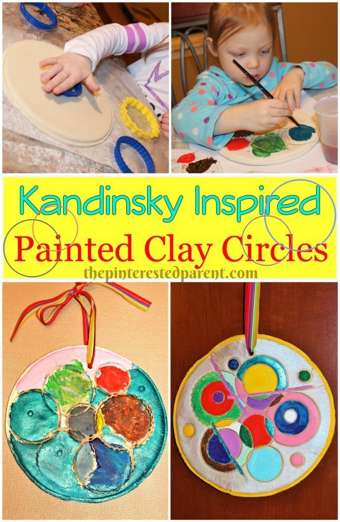 Kandinsky Inspired Painted Clay Circles - This was a fun lesson in art history and fun project for kids too