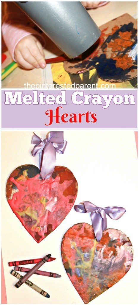 Melted Crayon Hearts for Valentine's Day - process art for kids