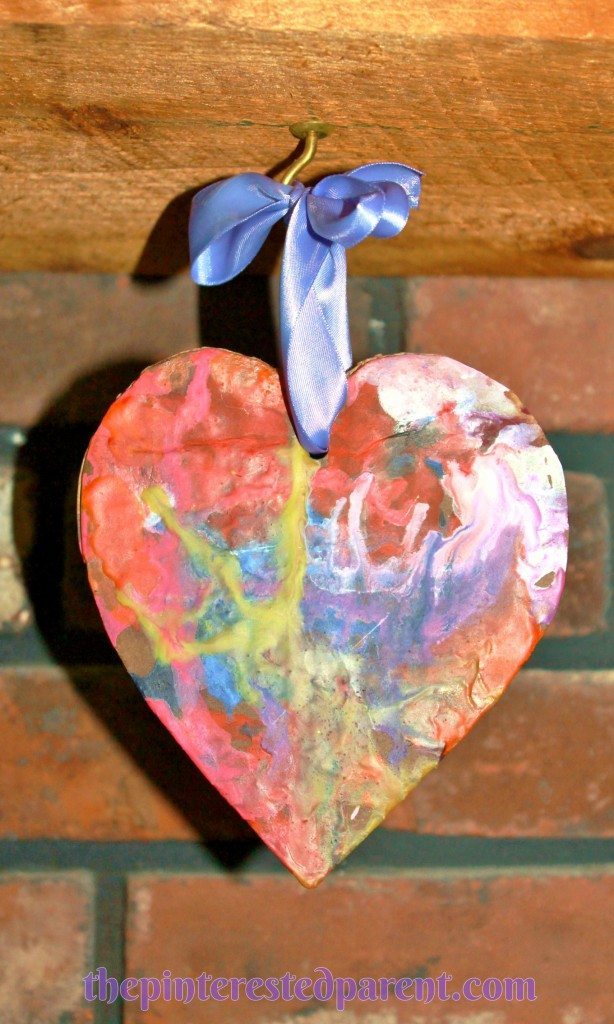 Melted Crayon Hearts - process art & crafts for kids