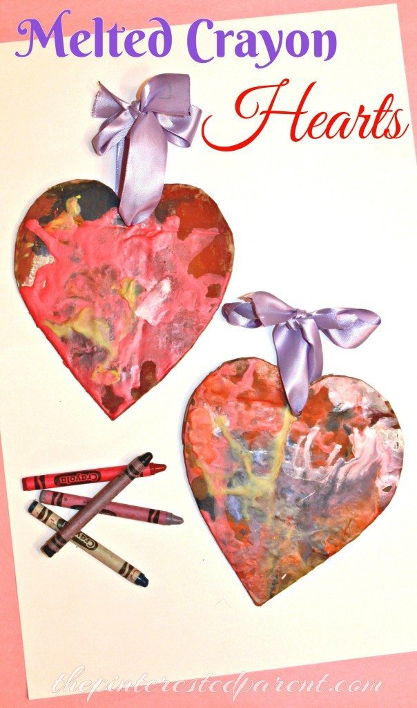 Melted Crayon Hearts. This art & craft for kids is perfect for Valentine's Day