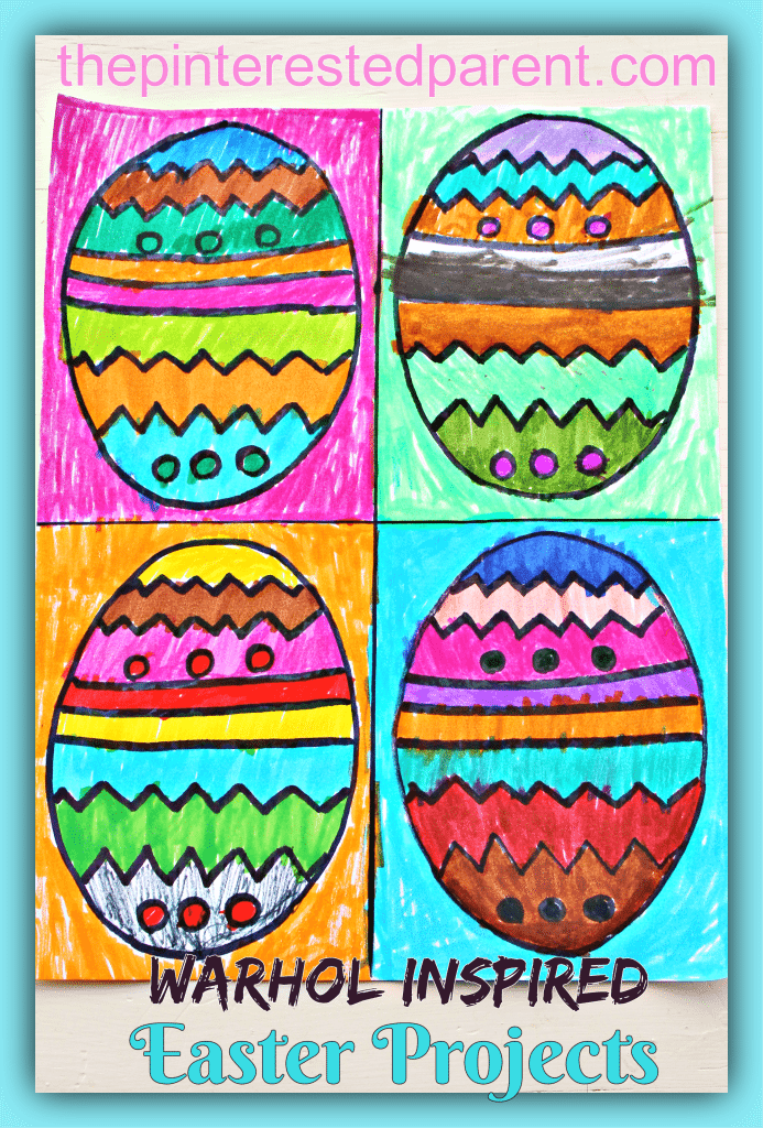Andy Warhol Inspired Easter arts & crafts projects for kids with free printables for coloring or painting