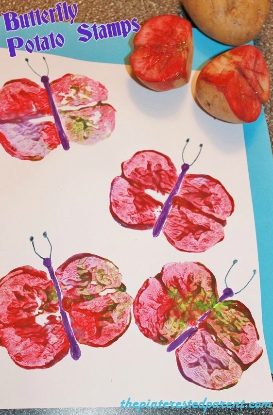 Butterfly Potato Stamps for kids - spring and summer craft ideas