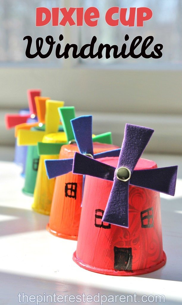 Paper Cup Windmill Craft - A cute & easy craft for kids with spinning windmill blades - Dixie cup craft