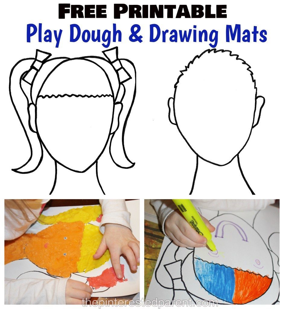 Free Printable mats for Play dough & for drawing inspiration for kids. Arts and crafts and creative activities