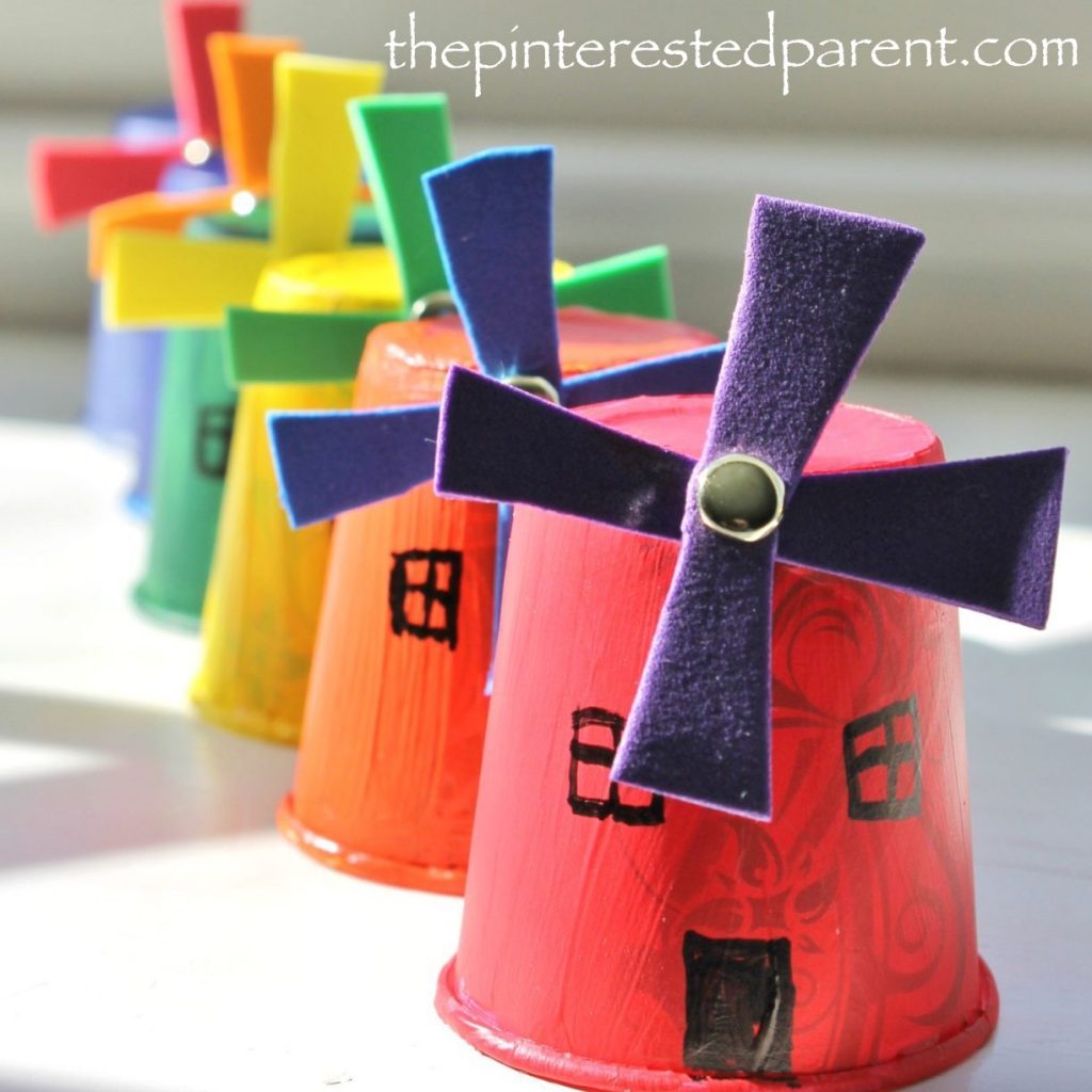 Paper Cup Windmill Craft - A cute & easy craft for kids with spinning windmill blades - Dixie cup craft