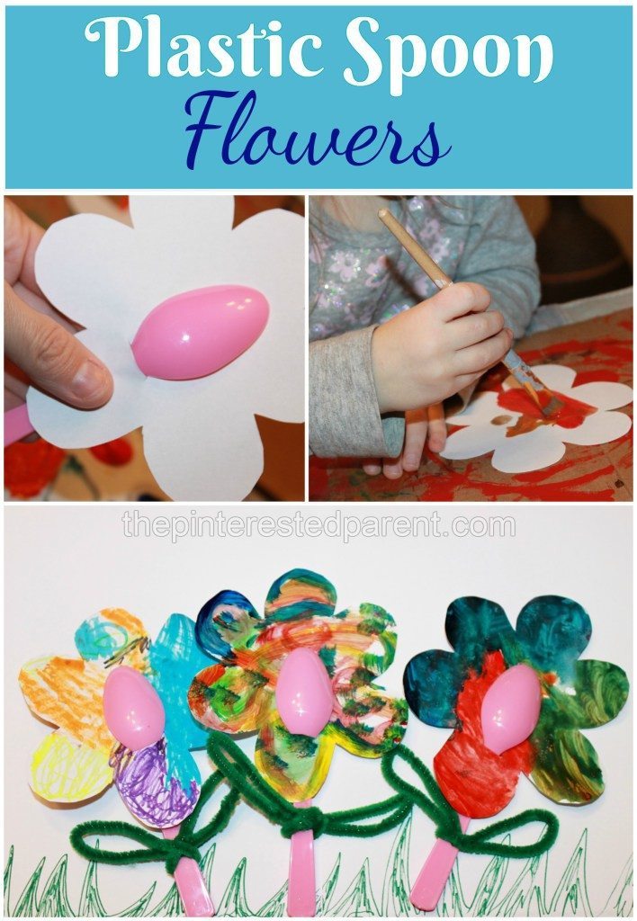 Plastic Spoon flower craft for kids - painted flowers