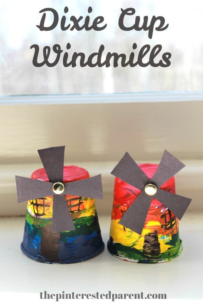 Rainbow Dixie Cup Windmills. Cute & easy kids craft