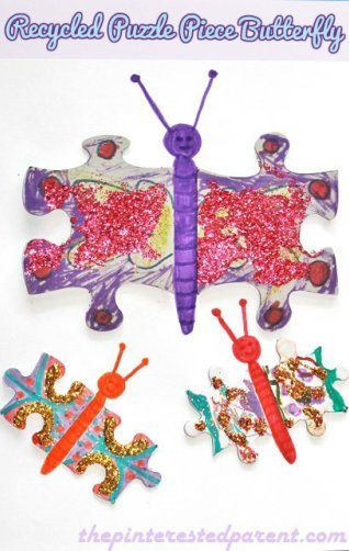 Recycled Puzzle Butterfly Craft for kids