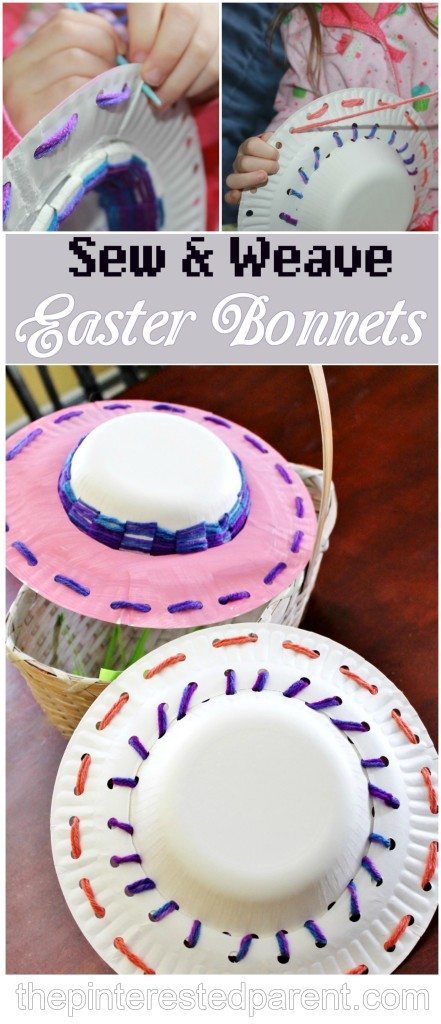 Sew & Weave Easter Bonnets - A fun & adorable fine motor craft & activity for the kids