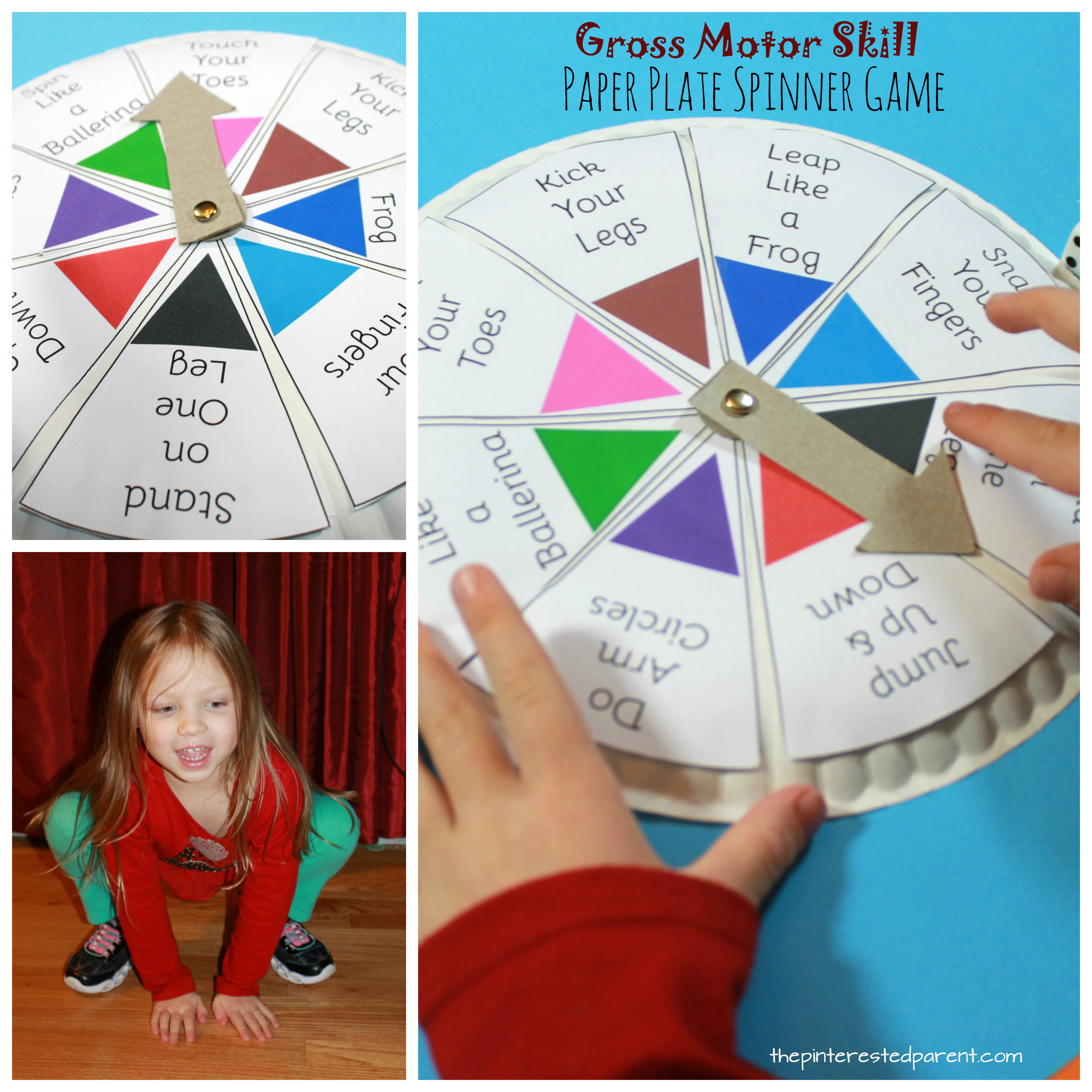 Spin, Roll & Count Gross Motor Skill Game - paper plate spinner game for toddlers and preschoolers