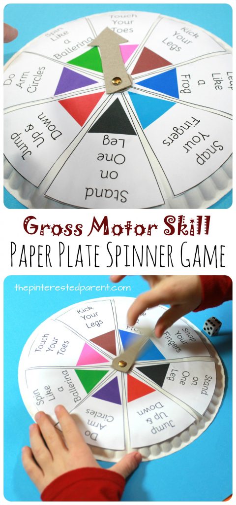 Free Printable Template for this Spin, Roll & Count Gross Motor Skill Game - paper plate spinner game for toddlers and preschoolers - arts, crafts & activities for kids