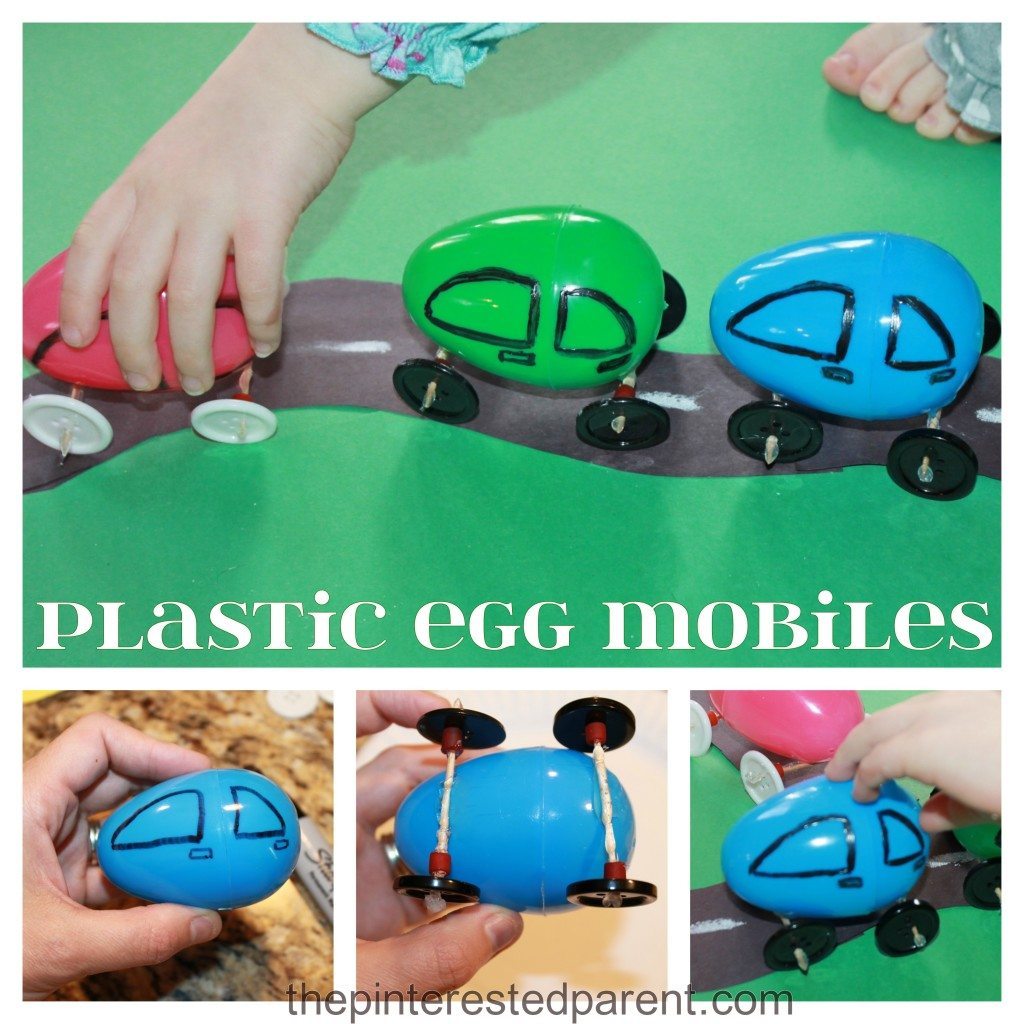 A great way to use up those left over- make Easter Plastic Egg Cars - the kids will love these