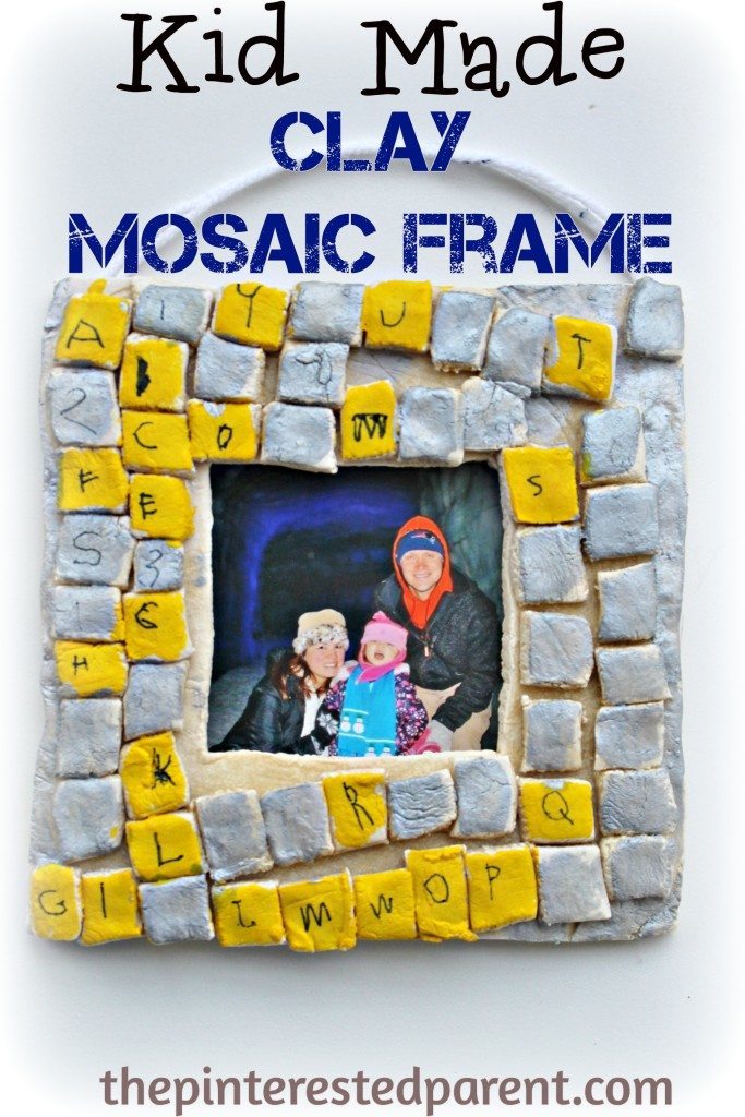 Diy salt play dough mosaic frames - a great gift idea for the kids to make- clay crafts.