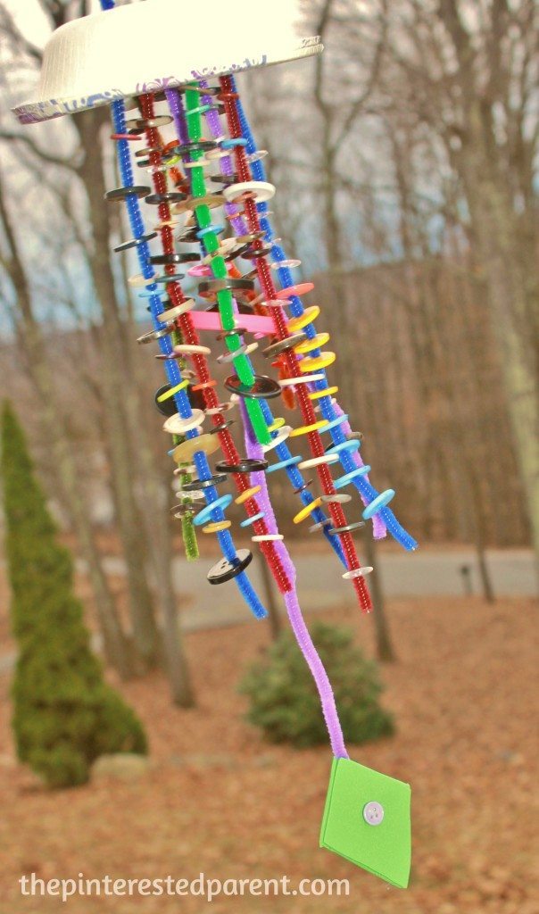 Button Threaded Wind Chimes - Great for fine motor skills -spring craft for kids